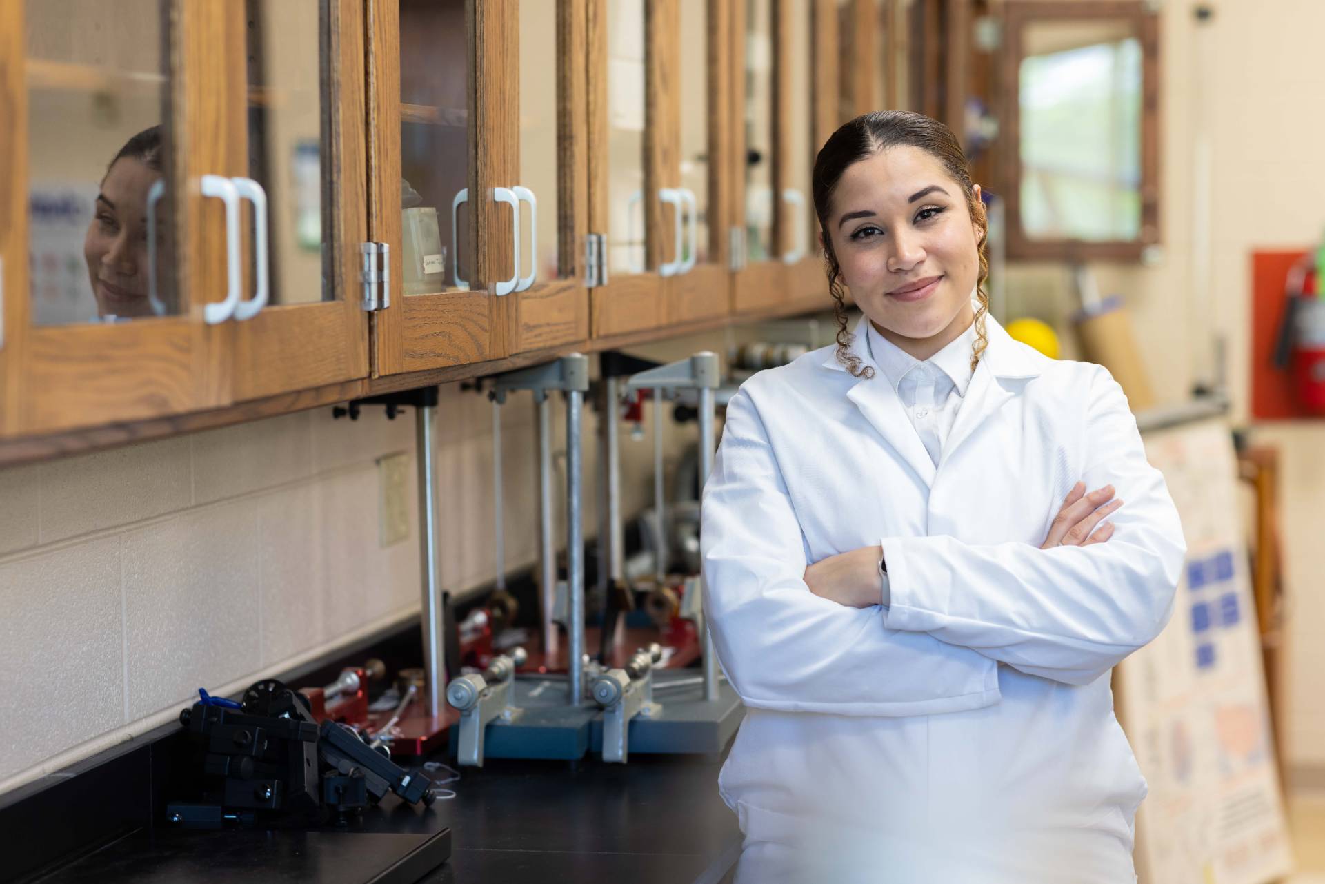 student standing in chemistry lab