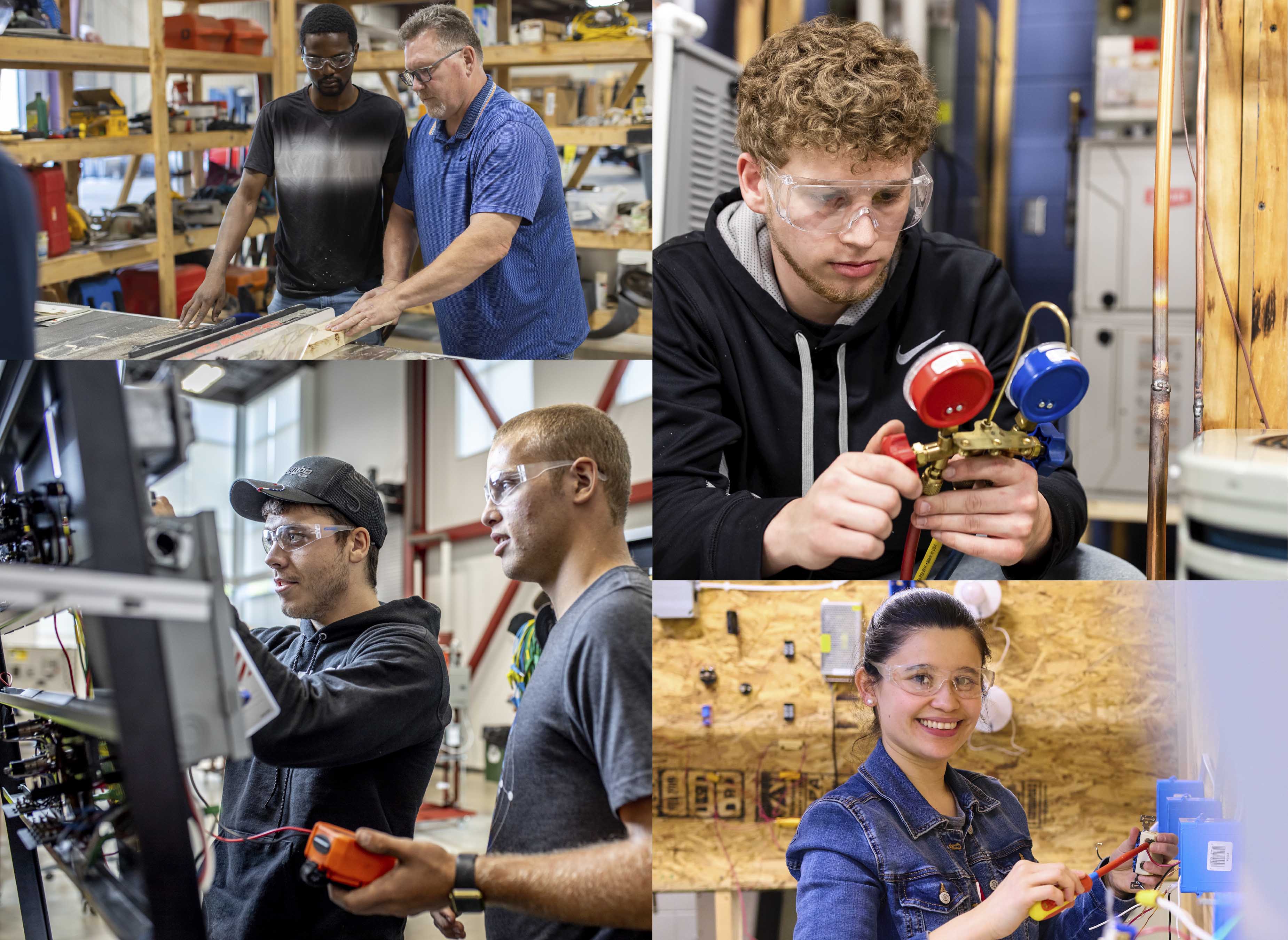 4 pictures featuring skilled trades students